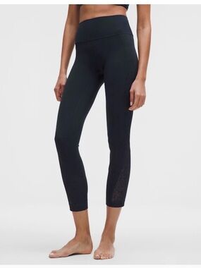 NWOT Lululemon Black Align Leggings with paisley lace detail
